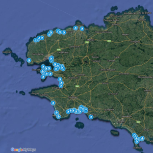 carte des spots windsurf du Finistère